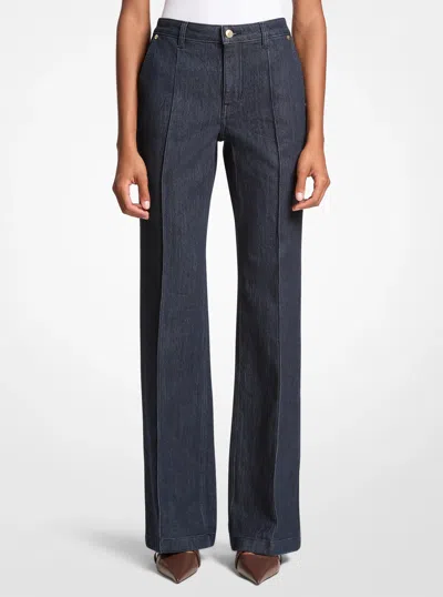 Michael Kors Outlet Pintuck Bootcut Stretch Denim Jeans In Blue