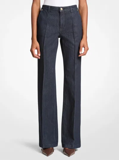 Michael Kors Outlet Pintuck Bootcut Stretch Denim Jeans In Blue