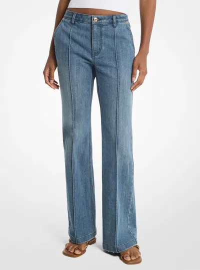 Michael Kors Outlet Pintuck Bootcut Stretch Denim Jeans In Blue