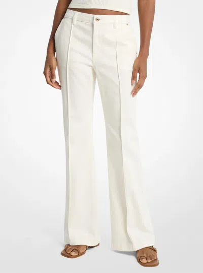 Michael Kors Outlet Pintuck Bootcut Stretch Denim Jeans In Natural