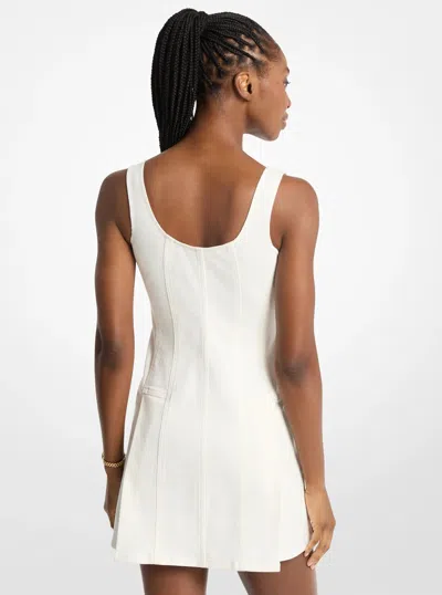 Michael Kors Outlet Pleated Denim Mini Dress In White