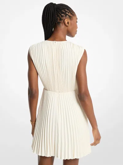 Michael Kors Outlet Pleated Satin Back Crepe Mini Dress In Sand
