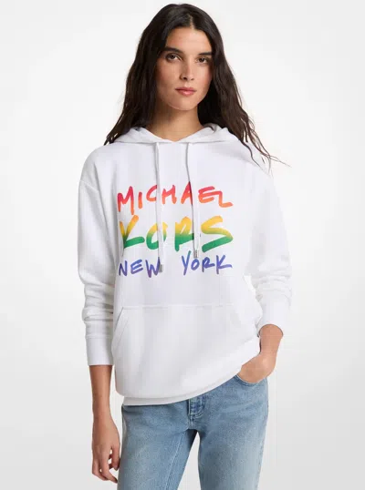 Michael Kors Outlet Pride Logo Cotton Blend Hoodie In White