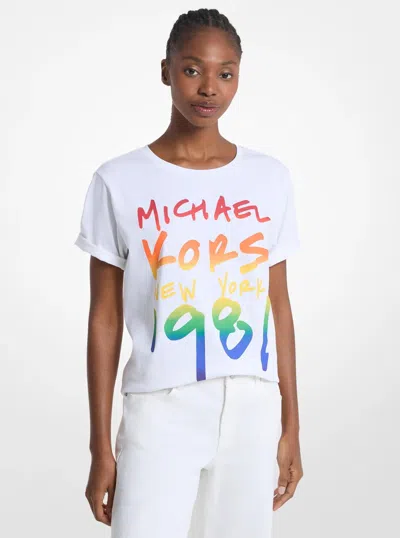 Michael Kors Outlet Pride Logo Cotton T-shirt In White