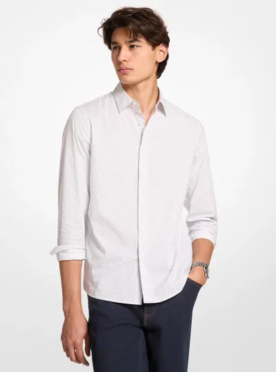 Michael Kors Outlet Printed Stretch Cotton Shirt In White