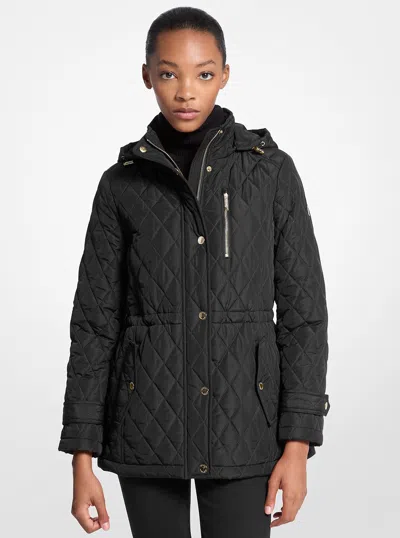Michael Kors Outlet Quilted Hooded Jacket In Black