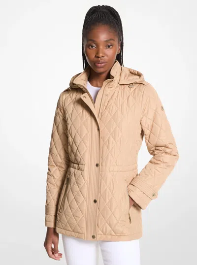 Michael Kors Outlet Quilted Hooded Jacket In Natural