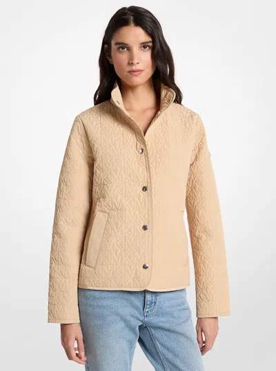Michael Kors Outlet Quilted Logo Jacket In Brown