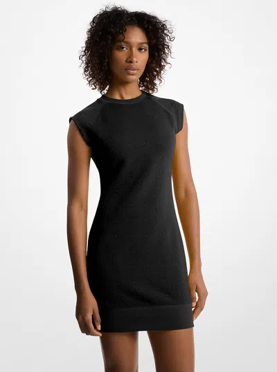 Michael Kors Outlet Raglan Sleeve Logo Jacquard Sweater Dress In Black
