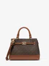 Michael Kors Outlet Reed Extra-small Signature Logo Satchel In Brown