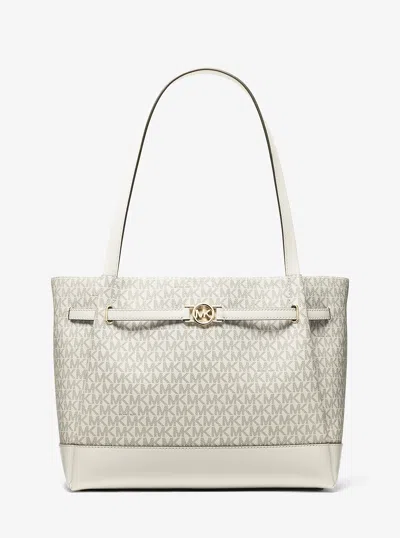 Michael Kors Outlet Reed Large Signature Logo Tote Bag In Multi