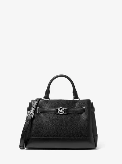 Michael Kors Outlet Reed Small Pebbled Leather Satchel In Black