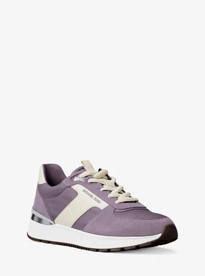 Michael Kors Outlet Remy Mixed-media Trainer In Blue