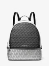 Michael Kors Outlet Rhea Medium Metallic Signature Logo Backpack In Black