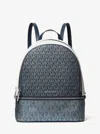 Michael Kors Outlet Rhea Medium Metallic Signature Logo Backpack In Blue