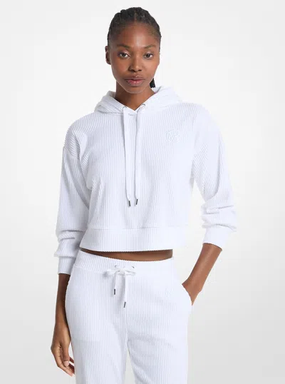 Michael Kors Outlet Ribbed Knit Hoodie In White