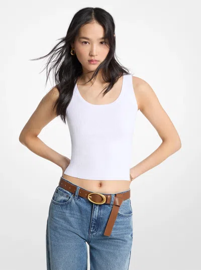 Michael Kors Outlet Ribbed Viscose Tank Top In White