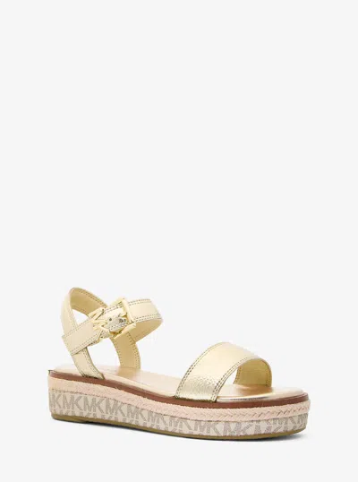 Michael Kors Outlet Richie Metallic Platform Espadrille Sandal In Gold
