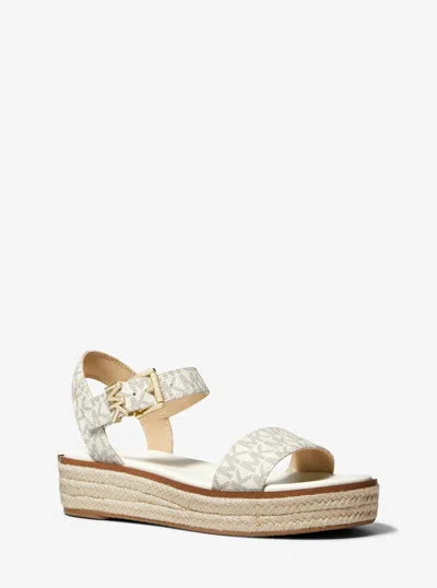 Michael Kors Outlet Richie Signature Logo Platform Espadrille Sandal In Natural