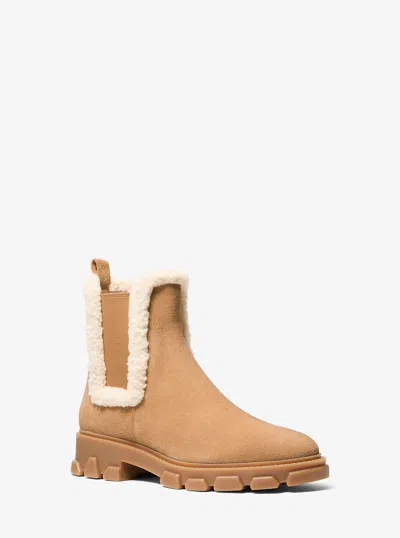 Michael Kors Outlet Ridley Suede And Faux Shearling Boot In Brown