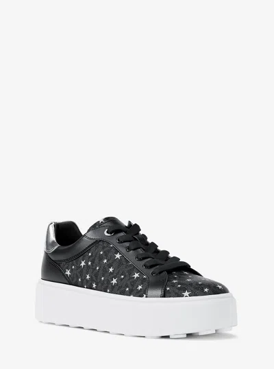 Michael Kors Outlet Romey Printed Signature Logo Sneaker In Black