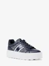 Michael Kors Outlet Romey Signature Logo Stripe Platform Sneaker In Blue