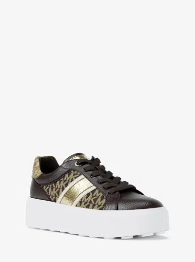 Michael Kors Outlet Romey Signature Logo Stripe Platform Sneaker In Brown