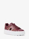 Michael Kors Outlet Romey Signature Logo Stripe Platform Sneaker In Burgundy