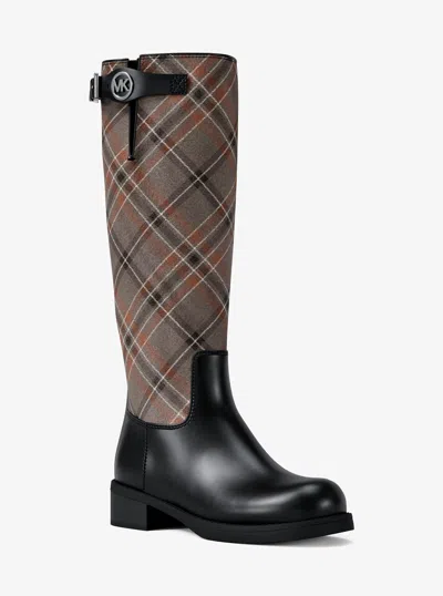 Michael Kors Outlet Royce Plaid Print Wool Blend Riding Boot In Multi
