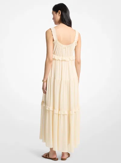 Michael Kors Outlet Ruffled Georgette Maxi Dress In Neutral