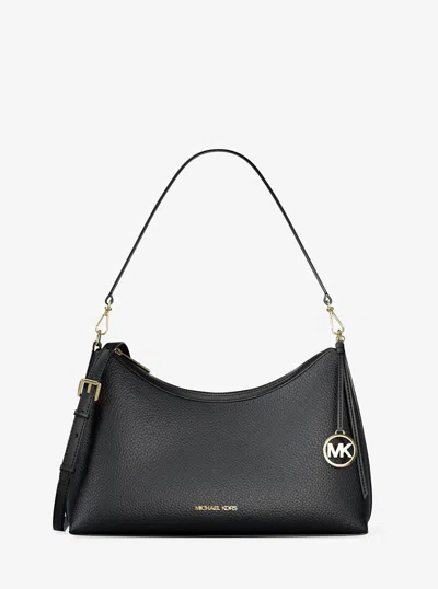 Michael Kors Outlet Sammy Medium Pebbled Leather Convertible Shoulder Bag In Black