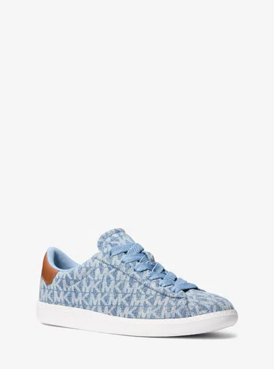 Michael Kors Outlet Sammy Signature Logo Print Denim Sneaker In Multi