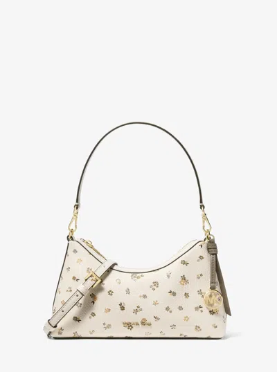 Michael Kors Outlet Sammy Small Floral Printed Convertible Crossbody Bag In White