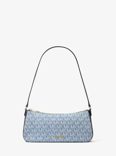 Michael Kors Outlet Sammy Small Signature Logo Print Denim Pochette In Blue