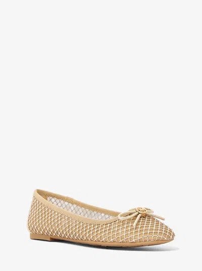 Michael Kors Outlet Savannah Embellished Mesh Ballet Flat In Neutral