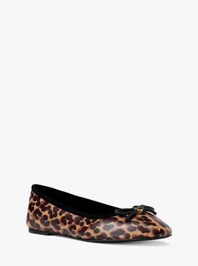 Michael Kors Outlet Savannah Leopard Print Ballet Flat In Multi