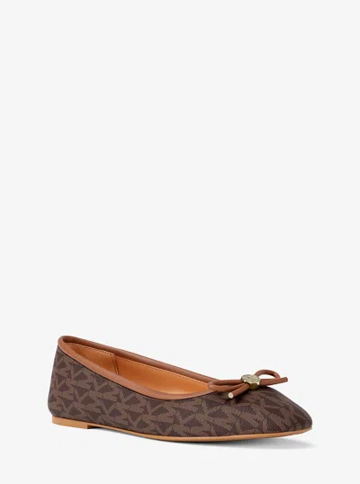Michael Kors Outlet Savannah Signature Logo Ballet Flat In Multi