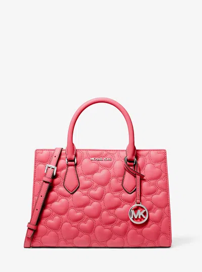 Michael Kors Outlet Sheila Medium Heart Embroidered Satchel In Pattern