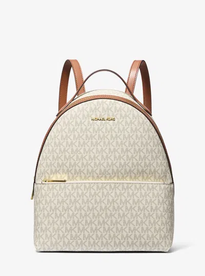 Michael Kors Outlet Sheila Medium Logo Backpack In White