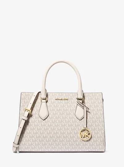 Michael Kors Outlet Sheila Medium Logo Satchel In Neutral