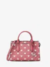 Michael Kors Outlet Sheila Small Embellished Signature Logo Satchel In Pink