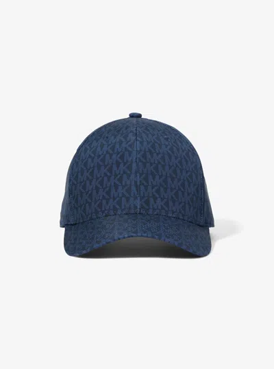 Michael Kors Outlet Signature Logo Baseball Hat In Blue