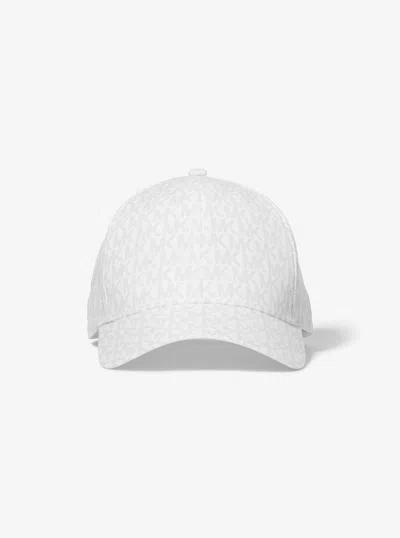 Michael Kors Outlet Signature Logo Baseball Hat In White