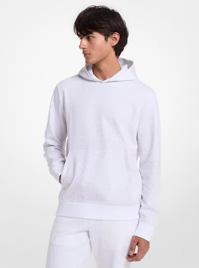 Michael Kors Outlet Signature Logo Cotton Blend Hoodie In White