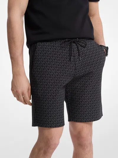 Michael Kors Outlet Signature Logo Cotton Blend Shorts In Black