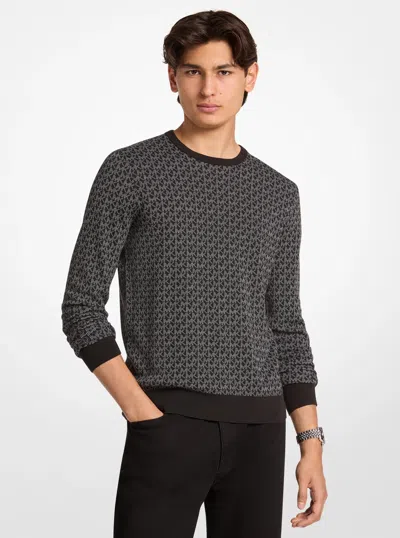 Michael Kors Outlet Signature Logo Cotton Sweater In Brown
