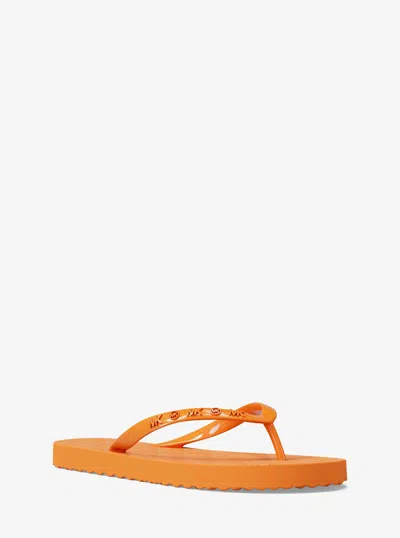 Michael Kors Outlet Signature Logo Flip Flops In Orange