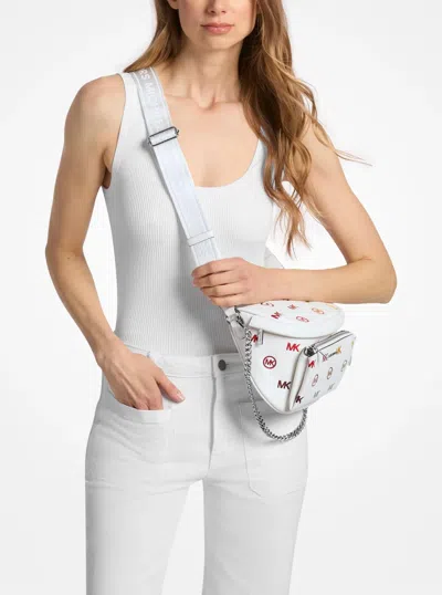 Michael Kors Outlet Slater Medium Rainbow Logo Embossed Sling Pack In White