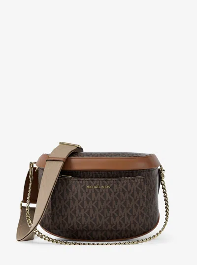 Michael Kors Outlet Slater Medium Signature Logo Sling Pack In Brown