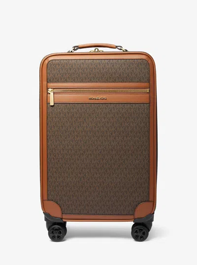 Michael Kors Outlet Small Signature Logo Suitcase In Brown